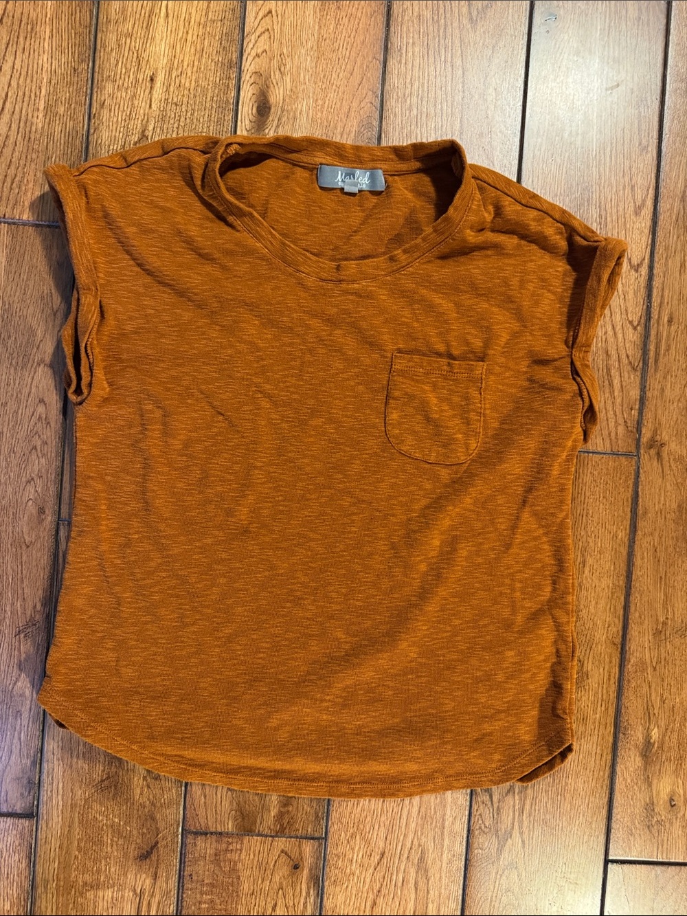 Marled Rust Orange Short Sleeve Pocket Tee